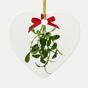 **DUBBELE MISTLETOE** HART SCHEPEN KERAMISCH ORNAMENT