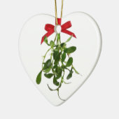 **DUBBELE MISTLETOE** HART SCHEPEN KERAMISCH ORNAMENT (Links)