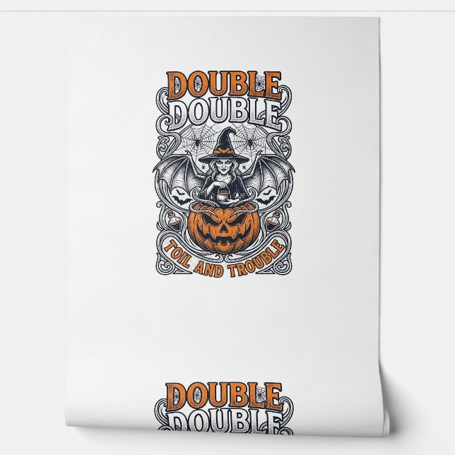 Dubbele Moeite Problemen Heks Pompoen Halloween Sp Behang (Afrollen)