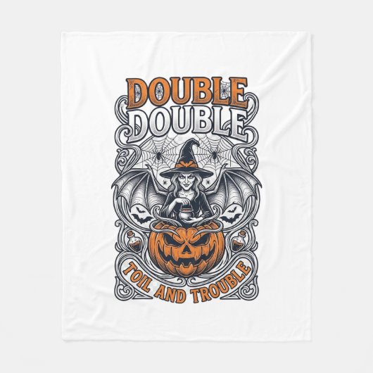 Dubbele Moeite Problemen Heks Pompoen Halloween Sp Fleece Deken (Voorkant)