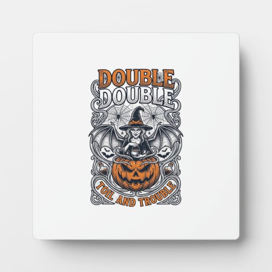 Dubbele Moeite Problemen Heks Pompoen Halloween Sp Fotoplaat (Voorkant)