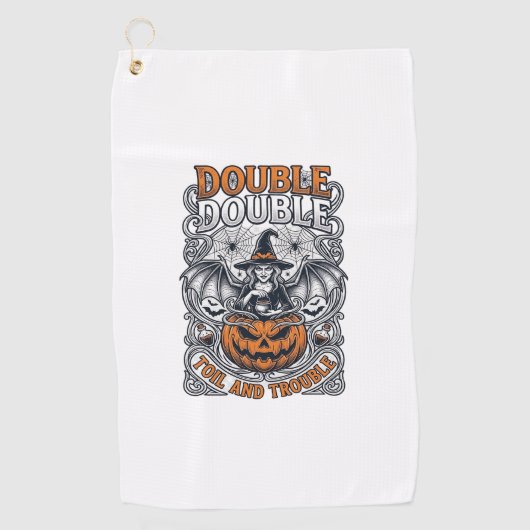 Dubbele Moeite Problemen Heks Pompoen Halloween Sp Golfhanddoek (Voorkant)