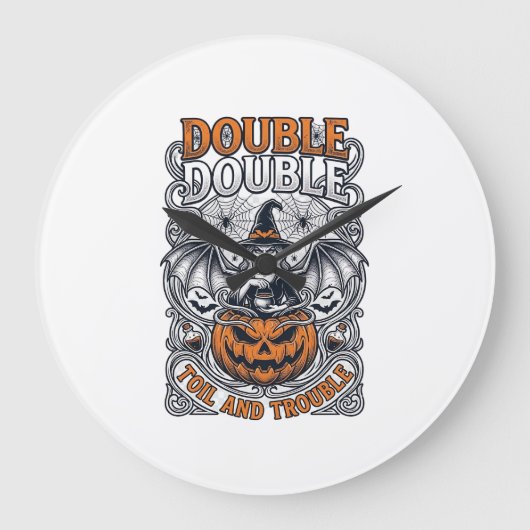 Dubbele Moeite Problemen Heks Pompoen Halloween Sp Grote Klok (Voorkant)
