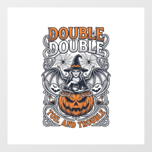 Dubbele Moeite Problemen Heks Pompoen Halloween Sp Raamsticker (Vel)