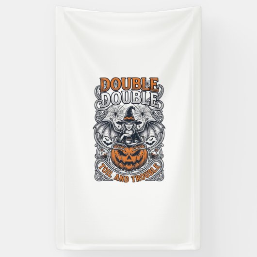 Dubbele Moeite Problemen Heks Pompoen Halloween Sp Spandoek (Verticaal)