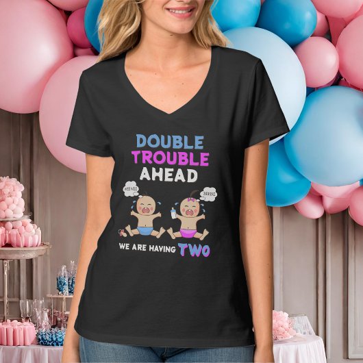 Dubbele moeite tweeling jongen & meisje mama om te t-shirt