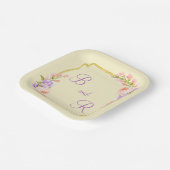 Dubbele monogram bloem Casual Lijst bruiloft Papieren Bordje (Gebogen)