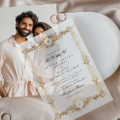 Dubbele Monogram Gouden Botanische lijst bruiloft Vellum Uitnodigingen