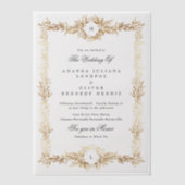 Dubbele Monogram Gouden Botanische lijst bruiloft Vellum Uitnodigingen (Voorkant)