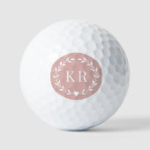 Dubbele monogram initiaal roze laurier golfballen (Voorkant)