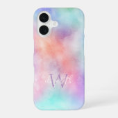 Dubbele monogram naam initiaal waterverf pastel iPhone 16 hoesje (Achterkant)