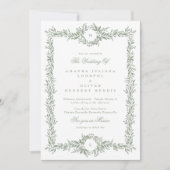 Dubbele Monogram Sage Groene Botanische lijst brui Kaart (Voorkant)