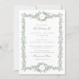 Dubbele Monogram Sage Groene Botanische lijst brui Kaart