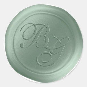 Dubbele monogram waszegels grove Script Ronde Sticker