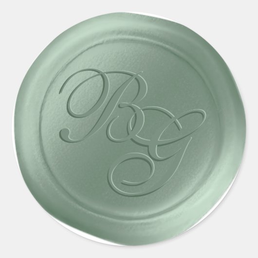 Dubbele monogram waszegels grove Script Ronde Sticker (Voorkant)