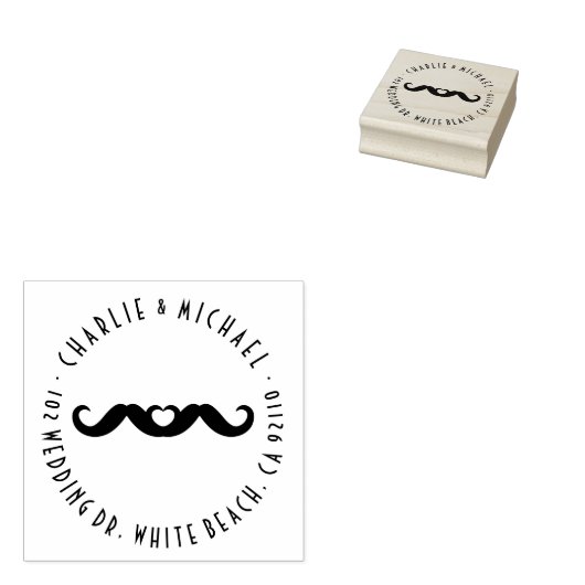 Dubbele Mr Mustache Liefde Gay Bruiloft Rubber Sta Rubberstempel (Gestempeld)