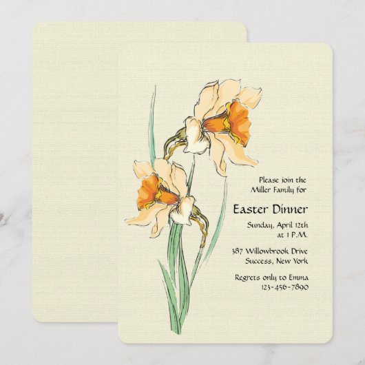 Dubbele Narcissus-uitnodiging Kaart (Voorkant / Achterkant)