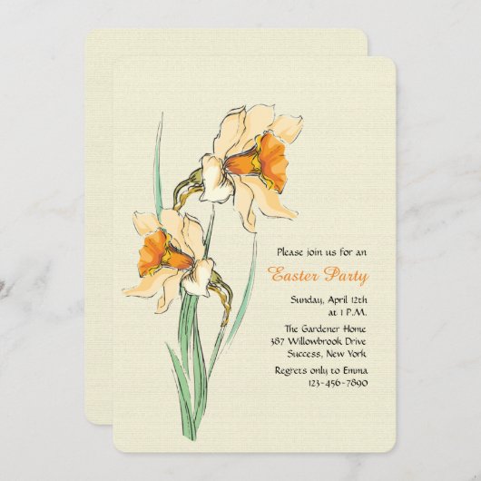 Dubbele Narcissus Uitnodiging van de Pasen (Voorkant / Achterkant)