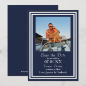 Dubbele Nautische marine - sla de datum op Save The Date (Voorkant / Achterkant)