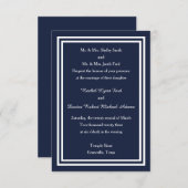 Dubbele Navy Trim -3x5 bruiloft uitnodiging (Voorkant / Achterkant)