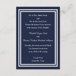 Dubbele Navy Trim -3x5 bruiloft uitnodiging