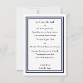 Dubbele Navy Trim - 3x5 bruiloft uitnodiging