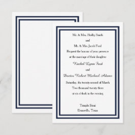 Dubbele Navy Trim - 3x5 bruiloft uitnodiging