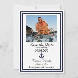 Dubbele Navy Trim Nautical - Save the Date