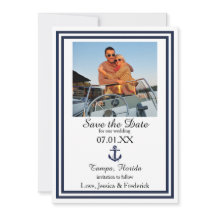 Dubbele Navy Trim Nautical - Save the Date