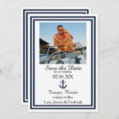 Dubbele Navy Trim Nautical - Save the Date (Voorkant / Achterkant)