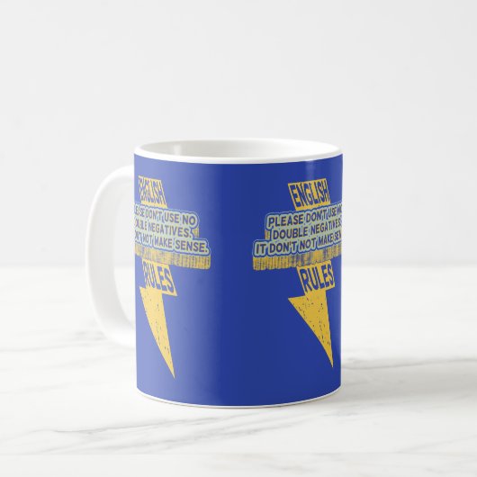 Dubbele negatieve Engelse taalvaardigheid Koffiemok (Voorkant links)
