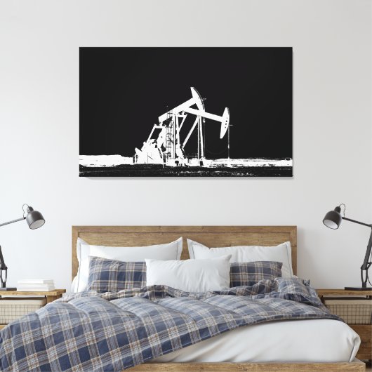 Dubbele olie pompen eenheid silhouet canvas afdruk (Insitu (Slaapkamer))