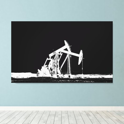 Dubbele olie pompen eenheid silhouet canvas afdruk (Insitu (Houten vloer))