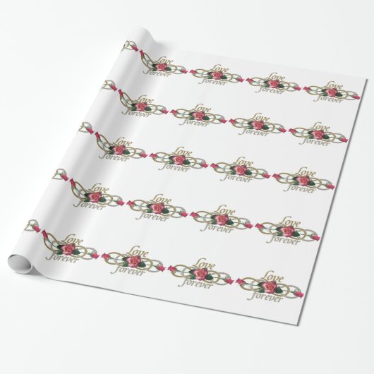 Dubbele oneindige Rozen liefde voor altijd Cadeaupapier (Uitgerold)