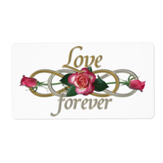 Dubbele oneindige Rozen liefde voor altijd Etiket (Voorkant)