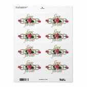 Dubbele oneindige Rozen liefde voor altijd Etiket (Full Sheet)