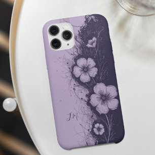 Dubbele Paarse Lavendelbloemen Monogram Aangepaste iPhone 16 Hoesje