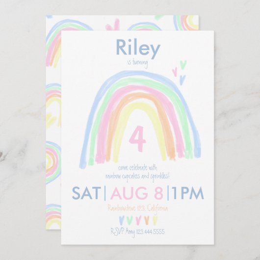 Dubbele pasteienregenboogfeest kaart (Voorkant / Achterkant)