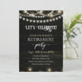 Dubbele Pensioenpartij Rustieke Houten Lichten Kaart (Staand voorkant)