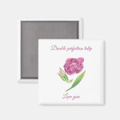 Dubbele perfectie lila-magenta tulp waterverf magneet (Voorkant / Achterkant)