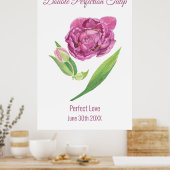 Dubbele perfectie tulp roze magenta waterverf poster (Keuken)