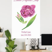 Dubbele perfectie tulp roze magenta waterverf poster (Thuiskantoor)