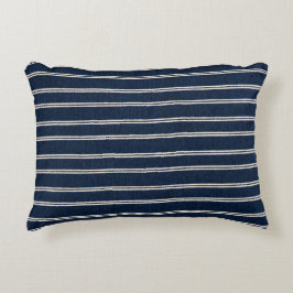 Dubbele Pinstripes Marineblauw Ivoor Weefsel Uitzi Accent Kussen
