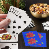 Dubbele poinsettia blauwe spelkaarten pokerkaarten (Insitu)