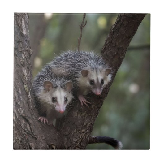 Dubbele problemen in het bladerdak: Twin Possums Tegeltje (Voorkant)
