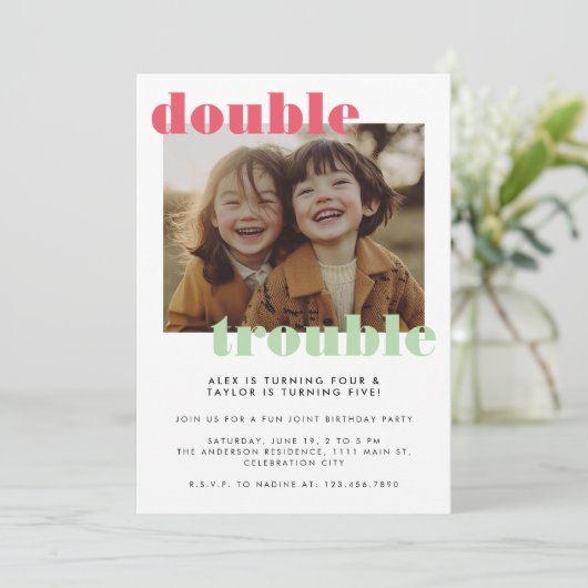 Dubbele Problemen Joint Kinder Foto Verjaardagsfee Kaart (Staand voorkant)