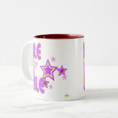 Dubbele Problemen Paarse Gele Sterren Deel 2 Tweekleurige Koffiemok (Voorkant links)