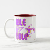 Dubbele Problemen Paarse Gele Sterren Deel 2 Tweekleurige Koffiemok (Links)