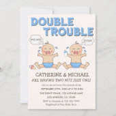Dubbele Problemen Tweeling Jongens Baby Borrel Kaart (Voorkant)