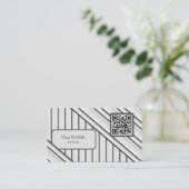 Dubbele QR-code Retro grijs Visitekaartje (Staand voorkant)